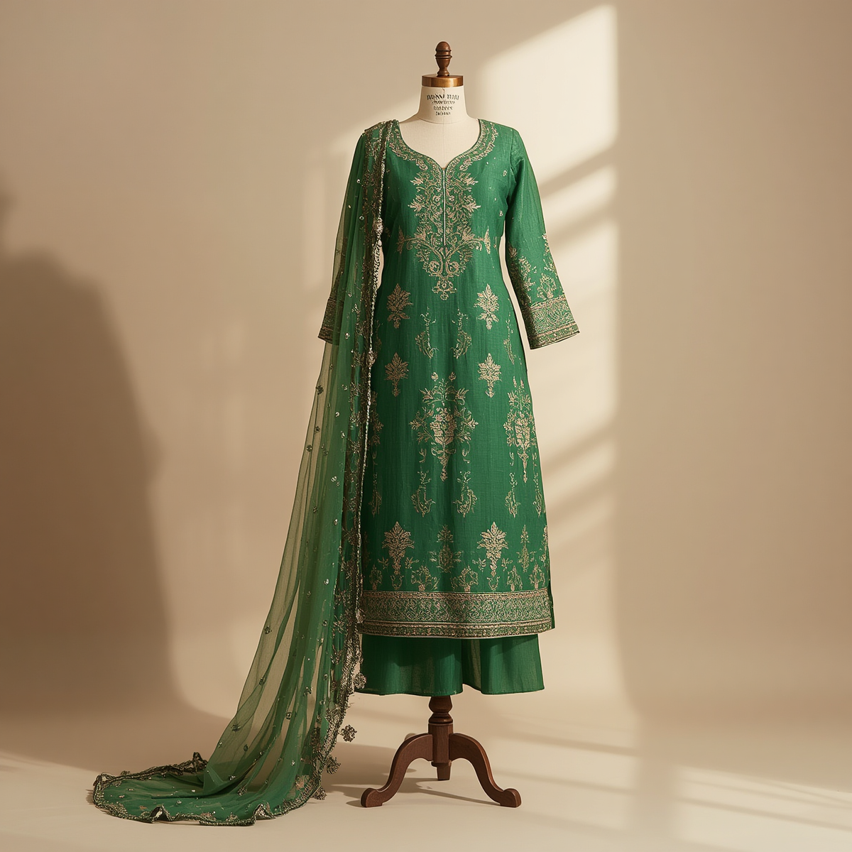 Emerald Linen Designer Salwar Kameez