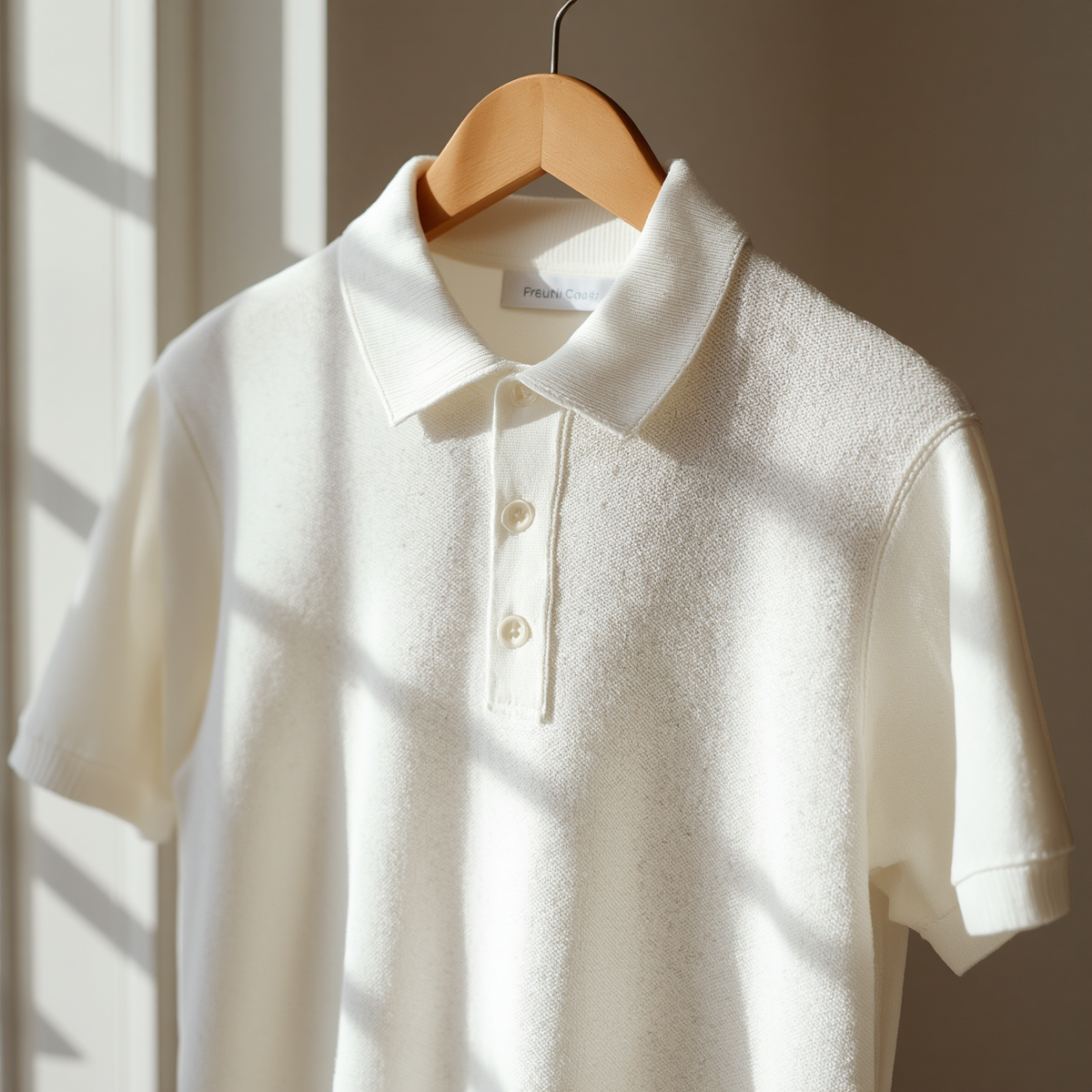 Classic White Knitted Polo Shirt